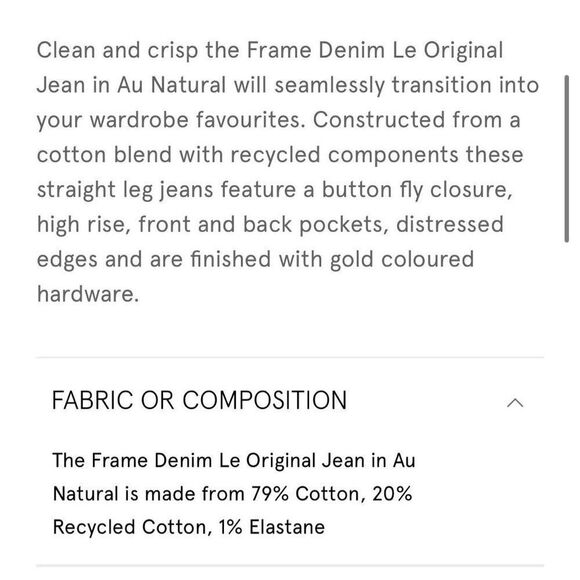 Frame Le Original high rise straight button fly jeans au natural 26 - Picture 16 of 16